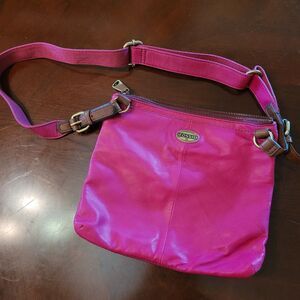 NWOT Fossil Explorer Crossbody Bag Distressed Pink Leather Triple Zip
